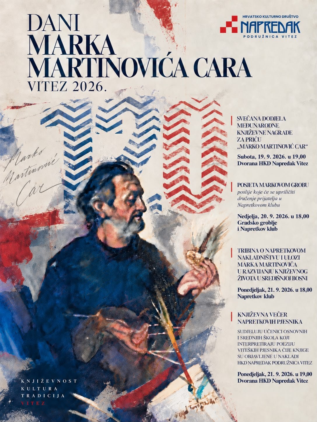 Dani Marka Martinovića Cara – Vitez 2026.: U čast književniku koji je obilježio kulturni život Viteza