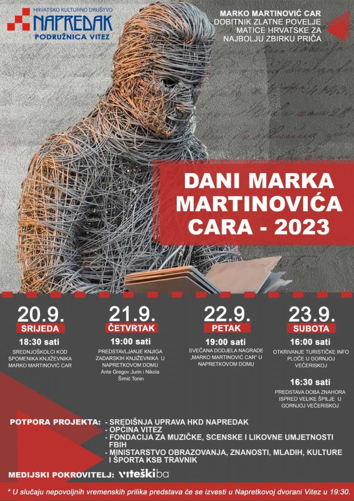 Najavljujemo: U Vitezu tradicionalna manifestacija ,,Dani Marka Martinovića Cara– 2023″