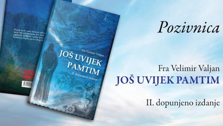 Najavljena promocija knjige Još uvijek pamtim, drugo prošireno izdanje, fra Velimira Valjana