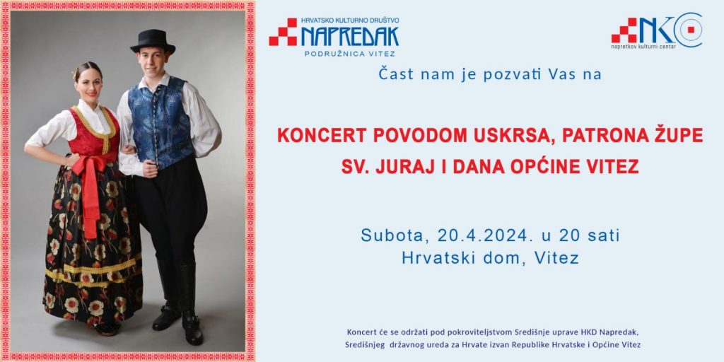 Viteški Napredak najavljuje koncert povodom Uskrsa, Dana općine Vitez i patrona župe svetog Juraja